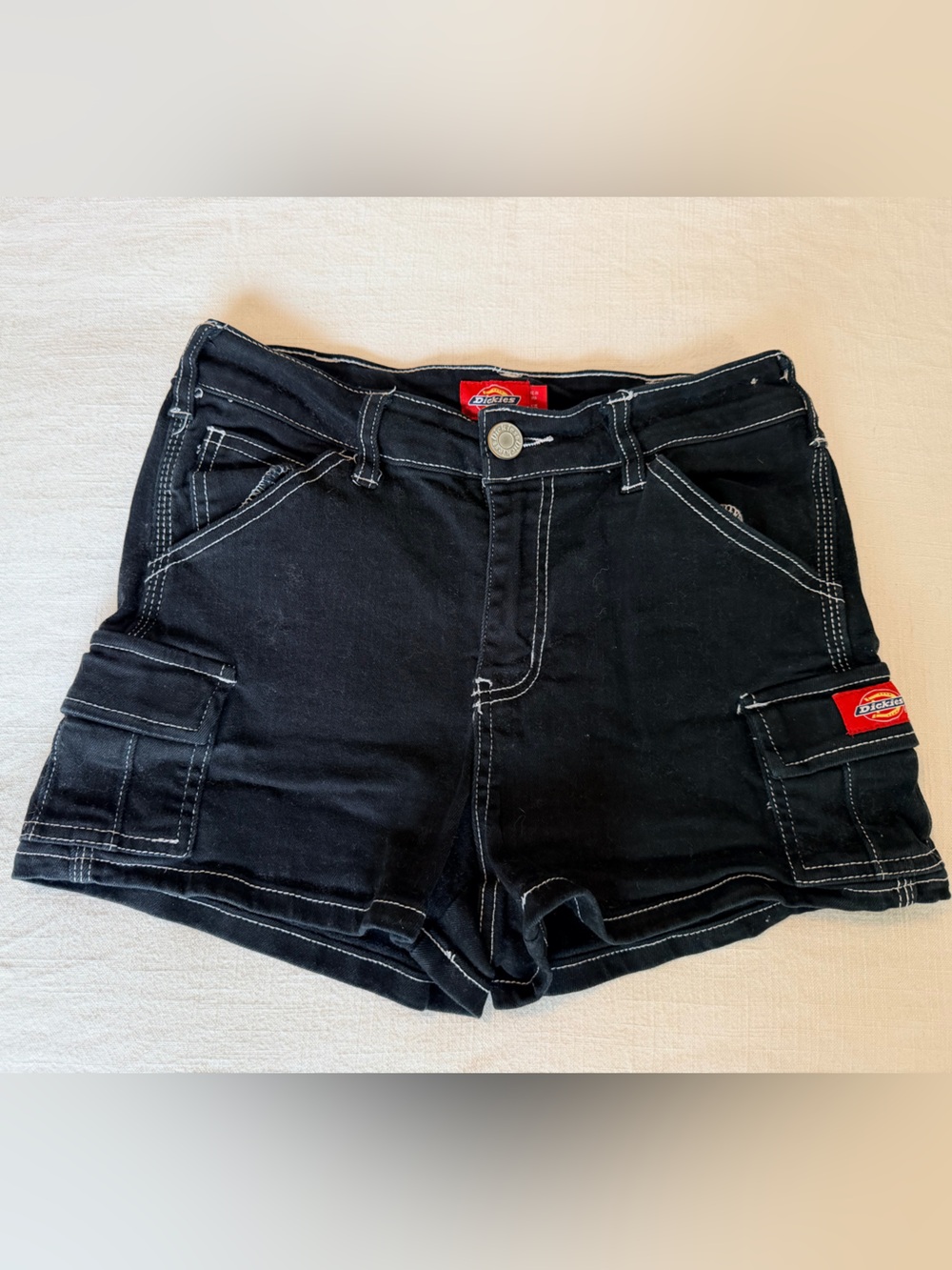 Dickies Black Women's Cargo Shorts with Contrast Stitching
